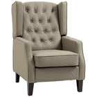 HOMCOM Faux Leather Accent Chair with Wood Legs - Thick Padding for Living Room - Khaki-Water-resistant PU leather is well-suited for high traffic areas and requires minimal maintenance 
