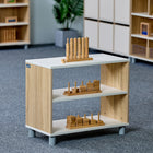 Beleduc Furniture - Torino 2-Layer Classroom Storage Wooden Open Shelf - Natural-Comes with 2 sets of legs to offer different height options