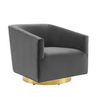 Modway Twist Accent Lounge Performance Velvet Swivel Chair - Gold Charcoal-Modern Accent Lounge Swivel Chair