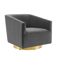 Modway Twist Accent Lounge Performance Velvet Swivel Chair - Gold Charcoal-Modern Accent Lounge Swivel Chair