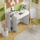 HOMCOM 39.5" Desk with Storage, 3 Open Shelves and Drawer - White-Scratch-resistant melamine surface for easy cleaning