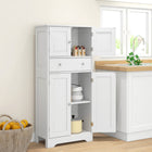 HOMCOM 50.5" H Kitchen Pantry Cabinet with Doors and Adjustable Shelf - White-3-tier shelf in two cabinets and a drawer ensure ample storage 