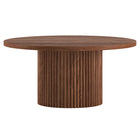Hudson&Canal Rollan 32" Wide Round Fluted Coffee Table - Satin Walnut-A modern contemporary design for your living room, den, and more