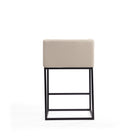 Manhattan Comfort Embassy 20.5" Mid-Century Modern Faux Leather Upholstered Counter Stool - Cream and Black-Seat Height: 25"