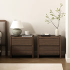 Manhattan Comfort Linda 24" Modern 2-Drawer Nightstand Set - Walnut Brown-Includes 2 Spacious Drawers with .75 Extension