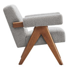 Modway Lyra Boucle Fabric Armchair - Light Grey - Set of 2-Dense Foam Padding