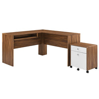 Modway Transmit 73.5" Wood Desk and File Cabinet Set - Walnut White-Office Desk and File Cabinet
