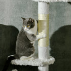 PawHut 88.5" - 100.5" Floor-To-Ceiling Cat Tree with Scratching Posts - White-Plush fleece upholstery for comfort 