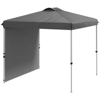 Outsunny 8 ft W x 8 ft L Pop Up Canopy Tent with Sidewall and Carry Bag - Dark Grey-Easy to put up with little to no effort