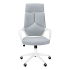Monarch Specialties 7270 High-Back Executive Office Chair - White/Grey Fabric-Supportive, tall backrest with an integrated headrest features padding that is segmented to deliver targeted softness, and the generously padded seat is thick, deep, and extra wide to provide outstanding comfort