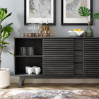 Modway Render 63" Sideboard Buffet Table TV Stand - Charcoal-Durable Particleboard Construction