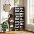 HOMCOM Double Media Cabinet, 9-Tier DVD Shelf with 18 Compartments - Black-Each Compartment Size: 14.6" W x 6.7" D x 7.1" H (37 x 17 x 18 cm)