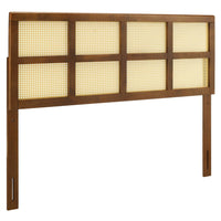 Modway Luana Cane Queen Headboard - Walnut-Queen Wood Headboard