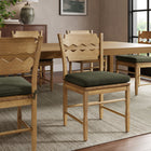 Modway Jax Oak Wood Dining Chair With Wavy Razor Back and Cushion - Weathered Oak Sage-Fabric Seat Cushion