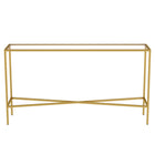 Hudson&Canal Henley 55"W Console Table with Glass Top - Brass-Features a tempered glass top
