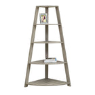 Monarch Specialties 2424 60"H Bookcase - Dark Taupe Corner Accent Etagere-Dark Taupe Corner Bookcase