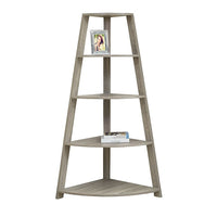 Monarch Specialties 2424 60"H Bookcase - Dark Taupe Corner Accent Etagere-Dark Taupe Corner Bookcase