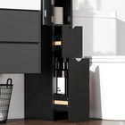 HOMCOM Narrow Bathroom Floor Cabinet with Drawer and Open Shelves - Black-Can be secured to a wall for added stability  