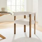 Modway Imogen Performance Velvet Barrel Dining Chairs - Alabaster/Deep Brown - 2 Pack-Stain-Resistant Performance Velvet