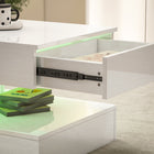 HOMCOM High Gloss Coffee Table with Adjustable LED Light - High Gloss White-High-gloss finish on the whole surface adds a high-end touch