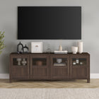 Hudson&Canal Holbrook TV Stand for TV's up to 75" - Alder Brown-Constructed of sturdy MDF and glass materials in a handcrafted alder brown finish