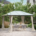 Outsunny 10' L x 12' W Gazebo Curtains with Zipper Doors, Hooks/C-Rings for Patio, Only Curtains - Beige-Made of tough and high-quality polyester fabric