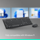 Logitech MK295 Silent Wireless Mouse and Keyboard - Graphite-Compact mouse: Click and point in comfort with an ergonomic contoured, portable shape. Works with precision on most surfaces for a smoother glide, thanks to advanced optical tracking