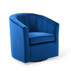Modway Prospect Performance Velvet Swivel Armchair - Navy-Modern Barrel Back Armchair