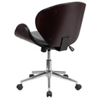 Flash Furniture Mid-Back Mahogany Wood Swivel Conference Chair - Black Leather-Curved Mahogany Wood Back and Seat