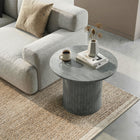 HOMCOM Round Coffee Table with Slatted Column Base - Grey-Scratch-resistant surface ensures easy cleaning and long-term use