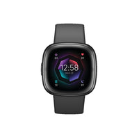 Google Fitbit Sense 2 Smart Watch - Graphite/Graphite Aluminium-Slim design: Sense 2 is built to feel natural on your wrist and complement styles both casual and elegant. It's sleek and slim with all-new raised band attachments that make it more comfortable for all-day wear