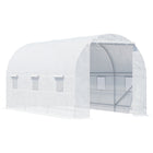 Outsunny 14.6 x 6.6 x 6.6' Walk-in Tunnel Greenhouse with Door and Ventilation Window White- Galvanized steel tube frame offer stability and support 
 