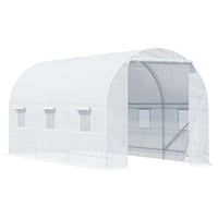 Outsunny 14.6 x 6.6 x 6.6' Walk-in Tunnel Greenhouse with Door and Ventilation Window White- Galvanized steel tube frame offer stability and support 
 