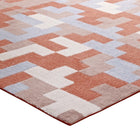 Modway Andela Interlocking Block Mosaic Area Rug - 5 ft W x 8 ft L - Multicolored Coral/Light Blue-Gripping Jute Fabric Underside