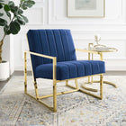 Modway Inspire Channel Tufted Performance Velvet Armchair - Navy-Performance Velvet Polyester Upholstery