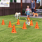PawHut Portable Dog Agility Hurdle Cone Set with 8 Cones, 8 Poles and Carry Bag - Orange-Boosts concentration, fitness and coordination 