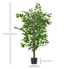 HOMCOM 4.5' Artificial Ficus Tree with Realistic Leaves for Indoor - Green-Low maintenance required 