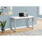 Monarch Specialties 7683 48" Computer Desk - White/Adj.Height/ Silver Metal-Thick panel table top construction for a modern look in the office space of your small home, apartment or condo