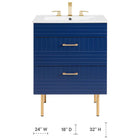 Modway Daybreak 24" Bathroom Vanity Cabinet - Blue-Full-Extension Drawers