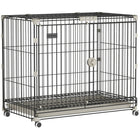 PawHut Dog Crate on Wheels - 30" - Metal-Four 360° wheels for effortless moving, two lock for firm placement
