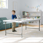 Flash Furniture 30"W x 60"L x 19"H Kid's Granite White Plastic Folding Table-1.5" Thick Granite White Table Top