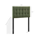 Modway Emily Fabric Upholstered Twin Size Headboard - Foliage-Button Tufting