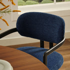 Modway Elio Barrel Fabric and Metal Dining Chair - Black/Navy-Adjustable Non-Marking Floor Glides