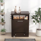 PawHut Pet Feeder Station Storage Cabinet and Container - Coffee-Can be used as a side table or end table 
