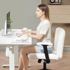 HOMCOM Criss Cross Wide Office Chair with Arms and Wheels - Cream White-Elegant printed velvet fabric and horizontal stitching offer a modern touch