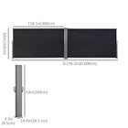 Outsunny Double Retractable Side Awning - Black-Adjustable in angle and length
