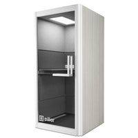 Pillar Soundproof Phone Booth - White/Grey-Durable steel frame, eco-friendly wood products, and high-quality lighting and electrical components
