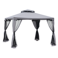 Outsunny 10 ft W x 10 ft L Patio Gazebo Outdoor Pavilion 2 Tire Roof Canopy - Grey-Polyester fabric to block harmful sunlight