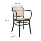 Modway Winona Wood Dining Chair - Black-Woven Rattan Cane Seat