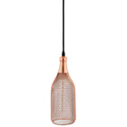 Modway Glimmer Bottle-Shaped Pendant Light - Rose Gold -Adjustable Two-Core Braided Cable